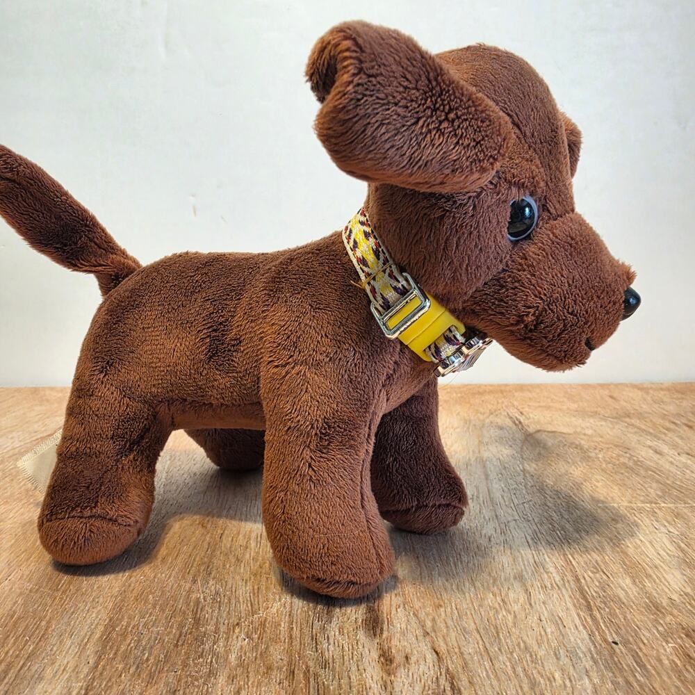 Our Generation Chocolate Lab brown Plush Puppie with name collar